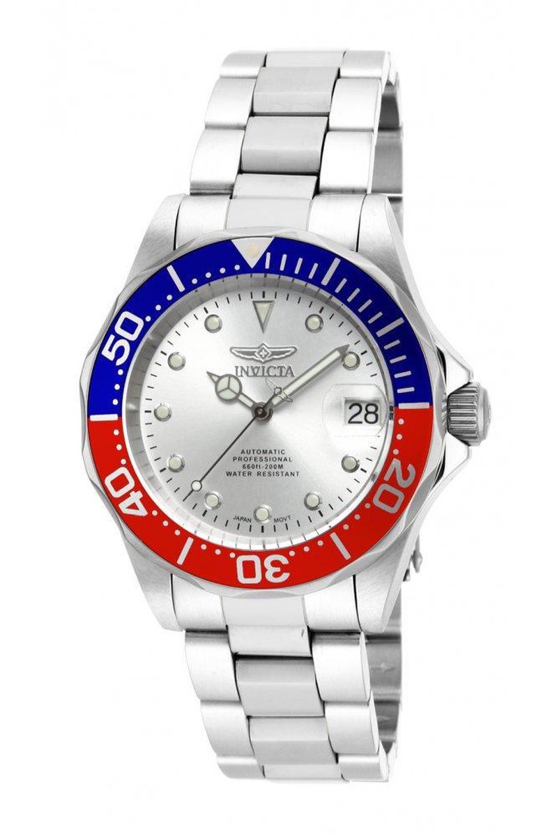 Invicta Pro Diver 17041 Heren Horloge - Waterdicht - Analoog - Automatisch Uurwerk - Roestvrij Staal met zilveren Wijzerplaat - 40mm