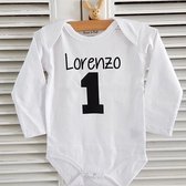 Baby Rompertje met tekst bedrukking voor de eerste verjaardag 1 jaar meisje jongen | Lange mouw | wit zwart | maat 86-92 | geen jurk of tutu cadeau met naam