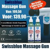 Massage gun, met gratis 2 x swissblue spiercrème 150ml,massage, apparaat,massageapparaat,borstmassage,beenmassage,rugmassage,armamassage