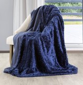 Luxe bed_deken_Brulo_Polyester_sprei _Navy blauw_150 x 200 cm