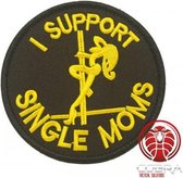 I support Single moms geborduurde ronde zwart patch embleem met klittenband