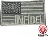 INFIDEL geborduurde USA vlag patch embleem zilver Airsoft met klittenband