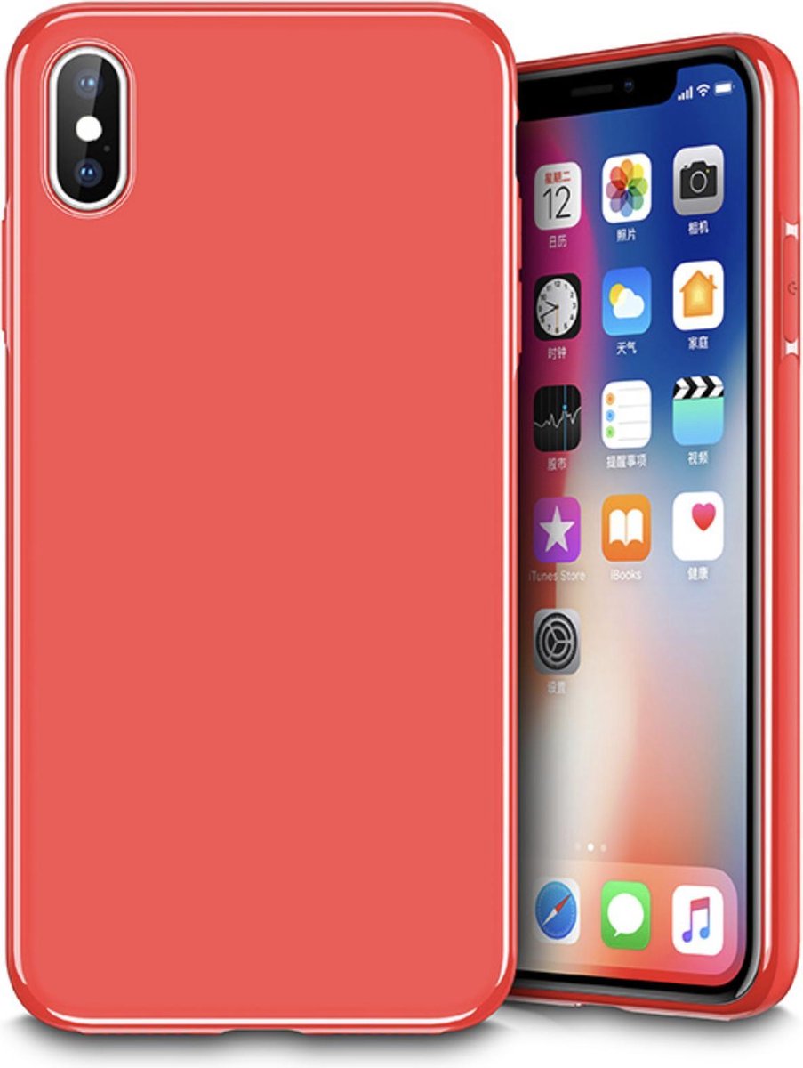 Geschikt voor Apple iPhone X - XS magnetische Backcover - Rood - Soft TPU - voor Autohouder