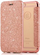 Apple iPhone 5 / 5s / SE Flip Case - Roze - Glitter - PU leer - Soft TPU - Folio