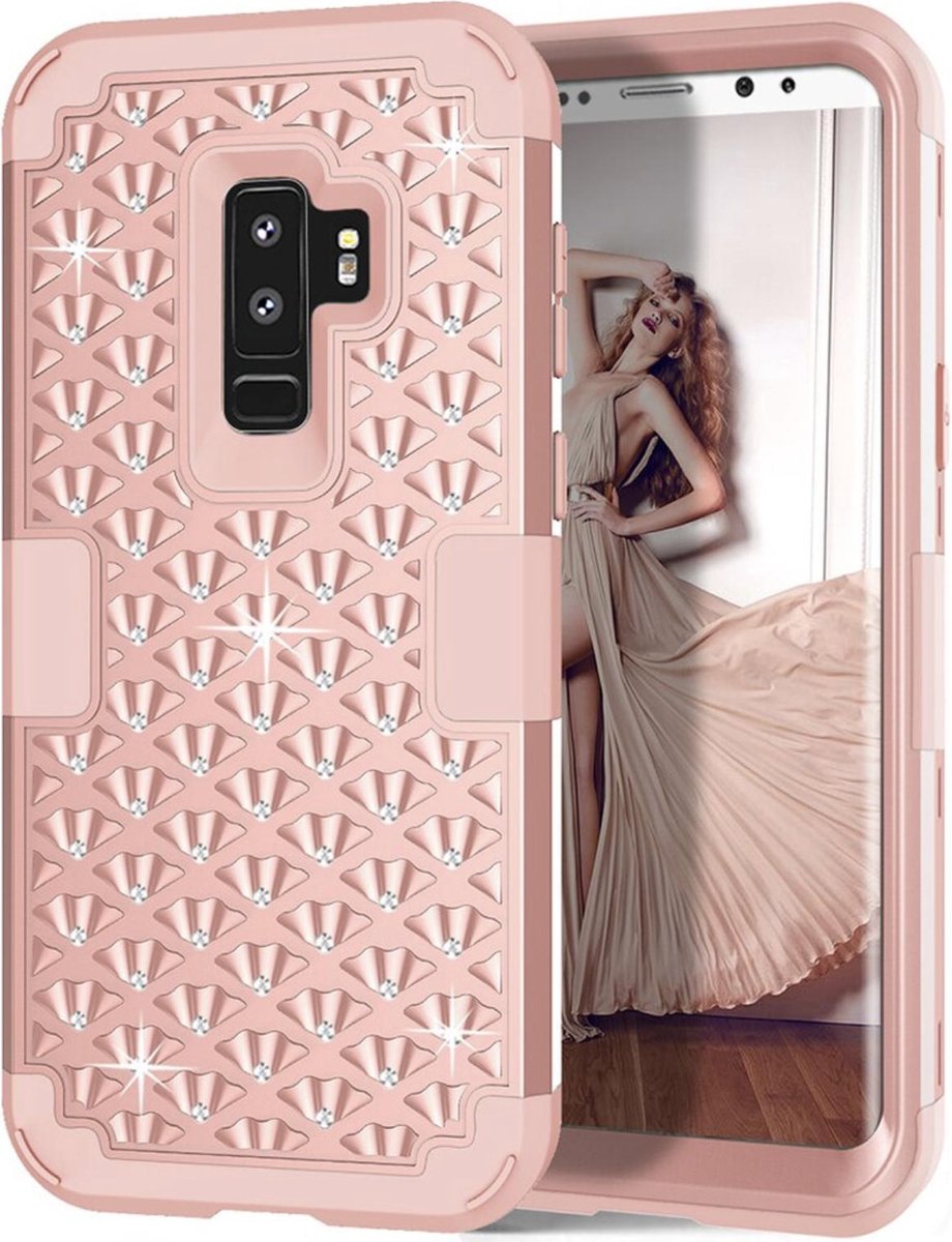 Samsung Galaxy S9 Glitter Back Cover - Roze - PC Hard - Shockproof