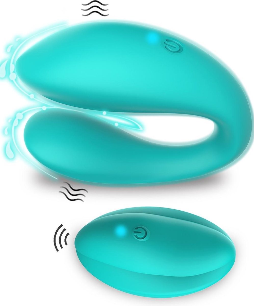 Goedkoopste Subliem Luxe Partner Vibrator – DUO Vibrator met Krachtige Vibraties - 8,5 cm – Turquoise