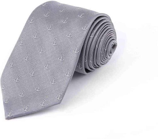 Zijden stropdassen - stropdas heren - ThannaPhum Zijden stropdas grijs met  anker | bol.com
