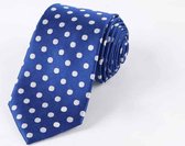 Zijden stropdassen - stropdas heren ThannaPhum Zijden stropdas blauw met zilverkleurige stippen