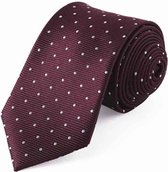 Zijden stropdassen - stropdas heren ThannaPhum Zijden stropdas bordeauxrood met zilverkleurige stippen