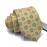 Zijden stropdassen - stropdas heren - ThannaPhum Gele gebloemde zijden stropdas