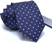 Zijden stropdassen - stropdas heren ThannaPhum Donkerblauw met gekleurde carrés zijden stropdas