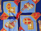 ThannaPhum Luxe zijden sjaal - blauw rood - Ballonvaart 85 x 85 cm