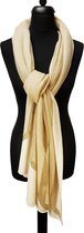cashmere sjaal dames - cashmere sjaal - kasjmier sjaal - luxe sjaal / beige wit met goudkleurig strepen