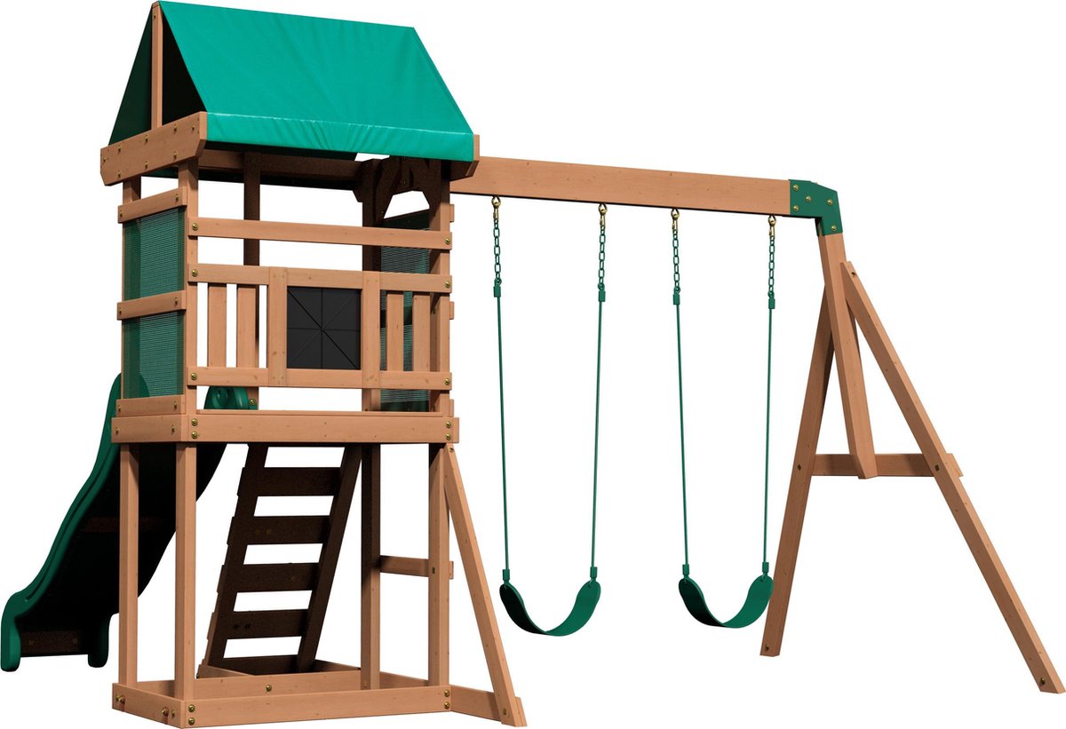 Backyard Discovery Buckley Hill Speeltoestel - Speeltoren met Schommels, Glijbaan, Zandbak en Klimladder - Speelhuis met verdieping van hout voor de tuin / buiten — afbeelding 6