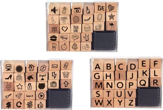 Stempelset Letters & Symbolen & Figuren | 3 x 26 verschillende stempels |  Inclusief... | bol.com