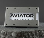 Aviator - Ultimate slim RFID wallet - brushed silver + Carbon Cash Clip