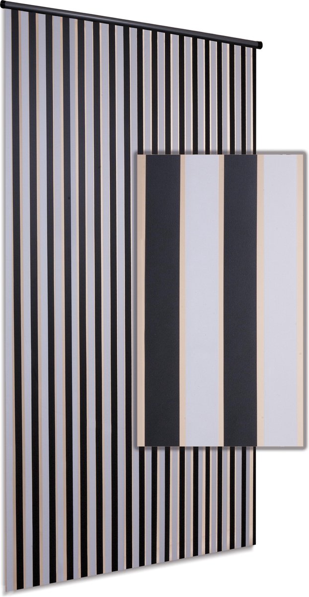 Degor Vliegengordijn/deurgordijn Linten HQ - Zwart/Wit - 90x220 cm