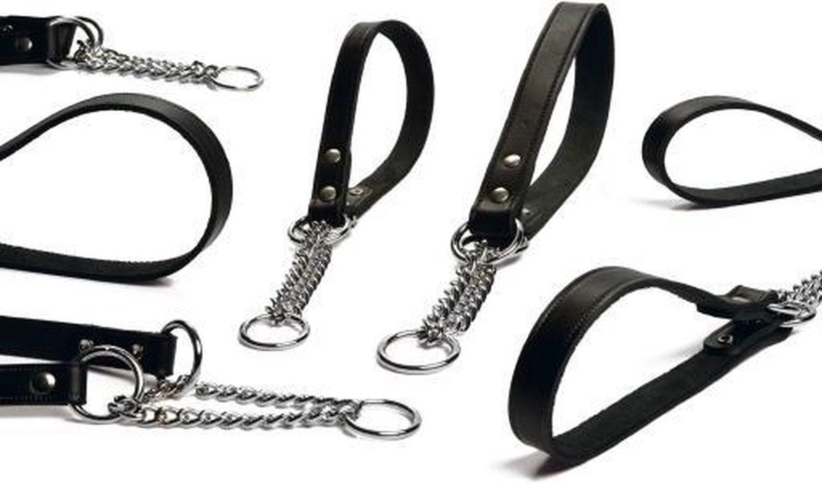 Beeztees Leren Sliphalsband met ketting - Zwart - 45 x 18 cm