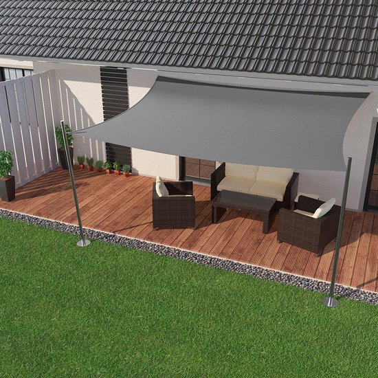 hanSe® Toile d'Ombrage Rectangle Perméable à l'Eau 2x3 m Toile de Soleil Grijs