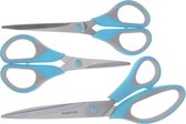 3-delige Universele multifunctionele scharen set voor huishoudelijk en keuken met zachte handgrepen blauw / grijs