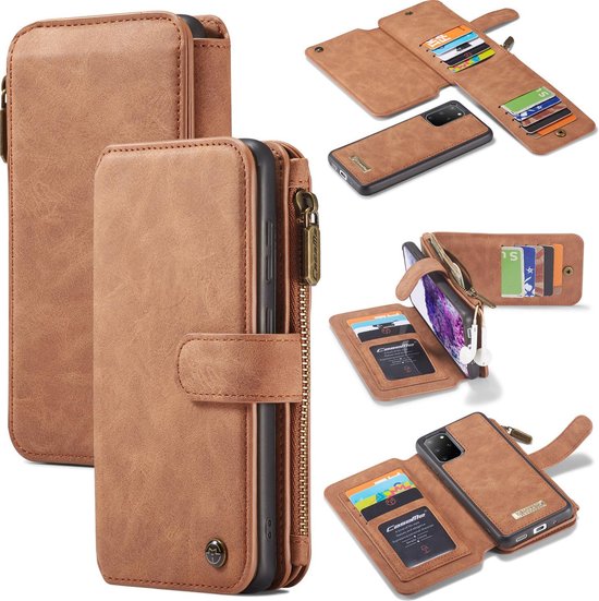 Motivatie motief Bemiddelen Samsung Galaxy S20+ Leren portemonnee hoesje met uitneembare telefoon case  bruin | bol.com