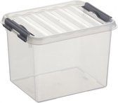 Sunware Q-Line opberg box/opbergdoos 3 liter 20 x 15 x 14 cm kunststof - Opslagbox - Opbergbak kunststof transparant/zilver