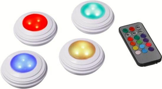 AWEMOZ® 4 Gekleurde Led Lampjes – Draadloos + Afstandsbediening – 12  Kleuren | bol.com