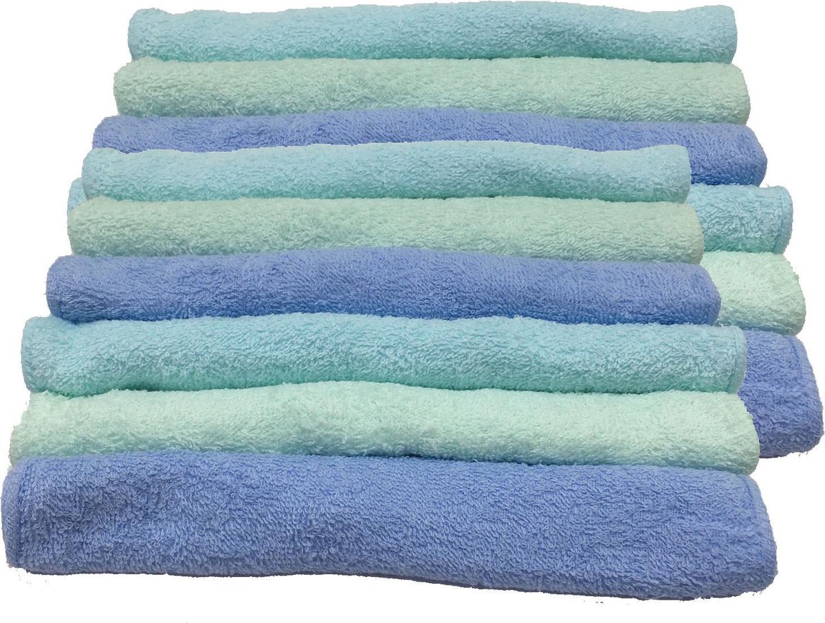 Goedkoopste Set van 12 spuugdoekjes mix blauw-groen