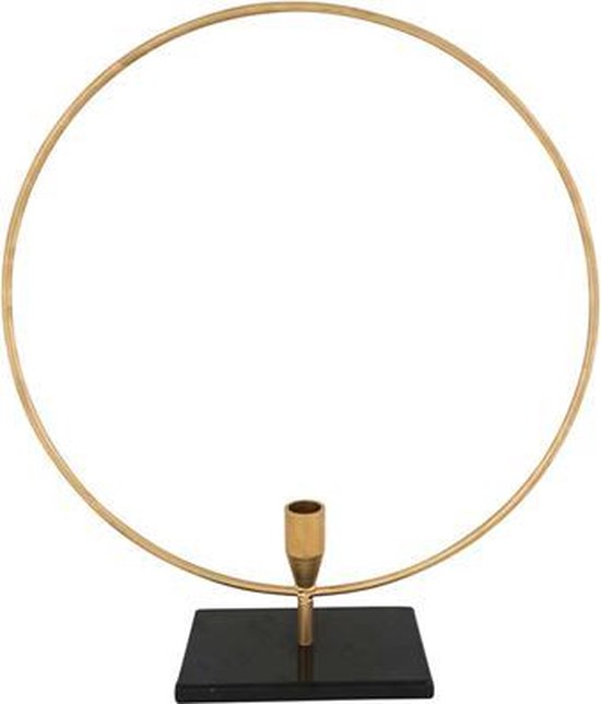 Kandelaar goud cirkel - houder voor een kaars - 35 x 9 x H39.5 metaal  goudkleurig | bol.com