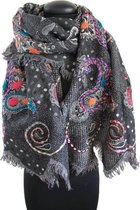 Kasjmier Wollen Dames Sjaal - 180 x 70 cm - Antraciet