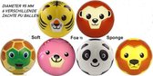 Bal dierengezicht - 6 stuks, 10 cm - kleine zachte PU voetbal voor kinderen