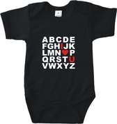 Rompertjes baby met tekst - ABC i love you - Romper zwart - Maat 50/56