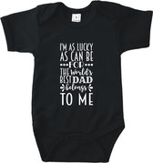 Rompertjes baby met tekst - The world's best dad belongs to me - Romper zwart - Maat 62/68