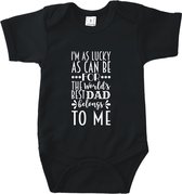 Rompertjes baby met tekst - The world's best dad belongs to me - Romper zwart - Maat 50/56