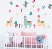 Muursticker alpaca's / lama's | meisjeskamer muurdecoratie | wanddecoratie kleurrijk