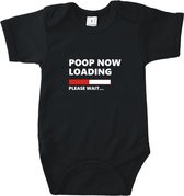 Rompertjes baby met tekst - Poop now loading? please wait - Romper zwart - Maat 74/80