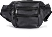 Leren Unisex Heuptasje - Veel Hanige Vakken - 7 Ritsen - Zwart