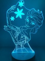 Nachtlamp voor meisje Prinses Elsa. Frozen cadeu lamp voor meisje. Frozen nachtlamp. Prinses Elsa cadeau nachtlampje.  7-kleurig.