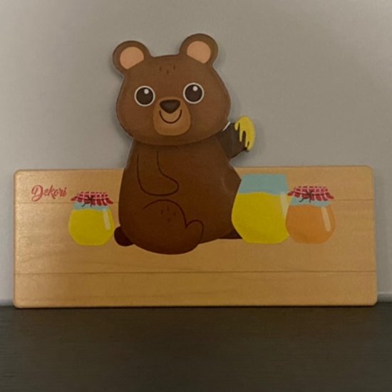 Plaque signalétique Ours - Enfant - Fille - Garçon - Bois - Dekori - Chambre bébé - Chambre Chambre de bébé