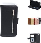 P.C.K. Zwart boekhoesje/bookcase met rits en portemonnee geschikt voor Apple Iphone 6/6S