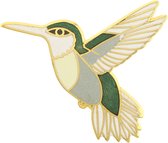 Behave® Broche vogel kolibrie wit groen emaille 4 cm