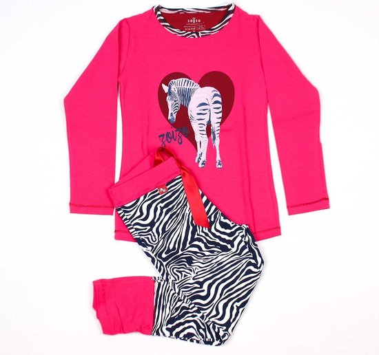 bol.com | Zoïzo pyjama meisjes - roze - Zebra - maat 98/104