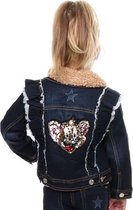 Monnalisa Denim Jacket Stars Faux Fur