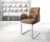 Stoel Vinja-Flex vlak frame geborsteld roestvrij staal vintage suede-look bruin