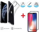 2-In-1 Screenprotector Bescherming Protector Set Geschikt Voor  Apple iPhone 11 - Full Cover 3D Edge Tempered Glass Screen Protector Met Siliconen Back Cover Case -  Transparant