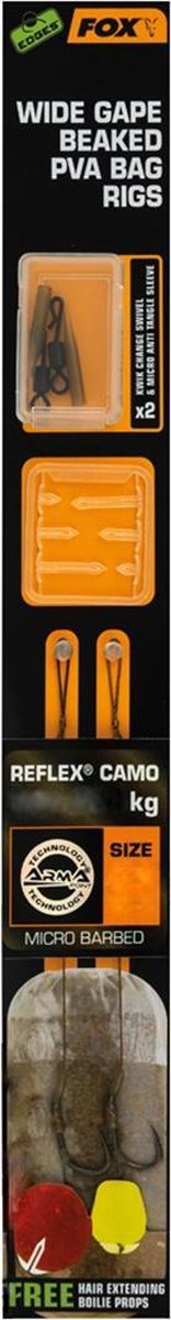 Fox Edges Wide Gape Beaked PVA Ready Rigs - Onderlijn - 25lb - Maat 4 - Camouflage