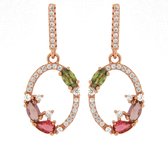 Velini jewels-EA2074AM-Oorbellen -925 Zilver rosé- Gekleurde Cubic Zirkonia