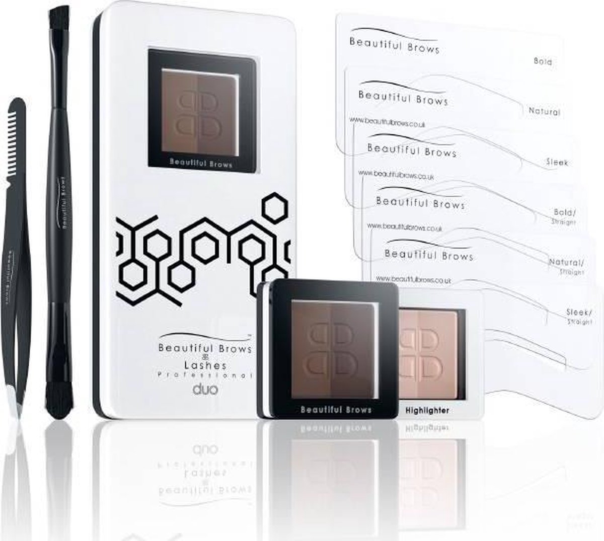 Bol.com Beautiful Brows Duo Kit Dark Brown/Chocolate | Complete wenkbrauwkit met twee kleuren wenkbrauwpoeder en high lighter aanbieding