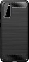 Shop4 - Samsung Galaxy A71 Hoesje - Zachte Back Case Brushed Carbon Zwart