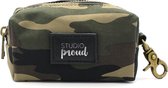 Studio Proud - poepzakjeshouder - camouflage dispenser - Houder voor hondenpoepzakjes – camouflage print - bronskleurige accenten - bijpassende riem mogelijk